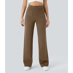 HALARA Wide Leg High-Rise Pants in Brown